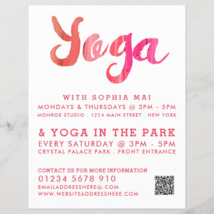 Trendy Moderne rosa Yoga Class Werbung Flyer