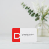 Trendy moderne, rot-weiße Monogramm ausdrucksstark Visitenkarte (Stehend Vorderseite)