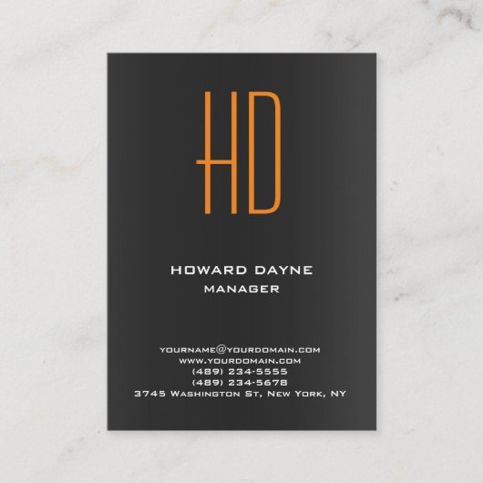 Trendy moderne, schlichte, schwarz-graue Monogramm Visitenkarte (Vorderseite)