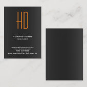 Trendy moderne, schlichte, schwarz-graue Monogramm Visitenkarte (Vorne/Hinten)