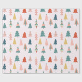 Trendy Moderne Weihnachtsbaummuster auf Rosa Geschenkpapier (Flach)