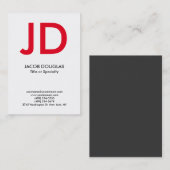 Trendy moderne, weiße, fette Monogramm Visitenkarte (Vorne/Hinten)