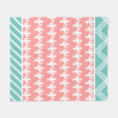 Trendy moderne weiße Kaktus-Silhouetten aquamarin Fleecedecke (Vorderseite (Horizontal))