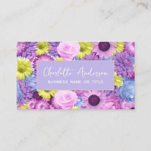 Trendy Moderner Lila botanischer QR-Code Visitenkarte (Vorderseite)