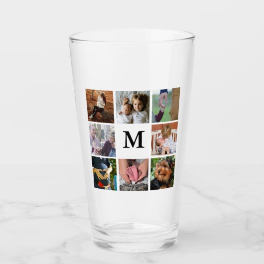 Trendy modernes 8 Monogramm der Foto-Collagen-| Glas (Vorderseite)