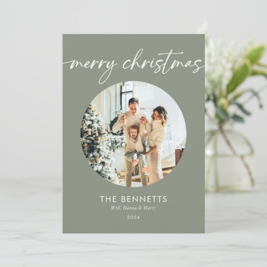 Trendy Modernes Foto Frohe Weihnachten (Stehend Vorderseite)