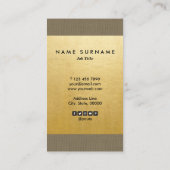 Trendy modernes grünes LeinengoldMinimalistische Visitenkarte (Rückseite)