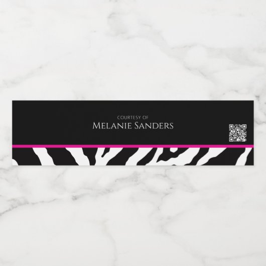 Trendy Modernes Zebra-Flaschenetikett mit QR-Code Wasserflaschenetikett (Einzelnes Label)