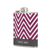 TRENDY Modernes Zickzack Muster Graumaroon Pflaume Flachmann (Links)