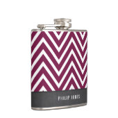 TRENDY Modernes Zickzack Muster Graumaroon Pflaume Flachmann (Rechts)