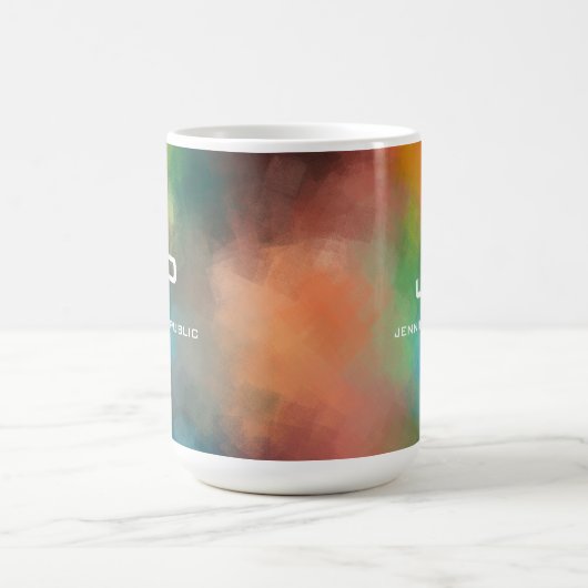 Trendy Mono Gram Rainbow Colors Abstrakt Kaffeetasse (Mittel)