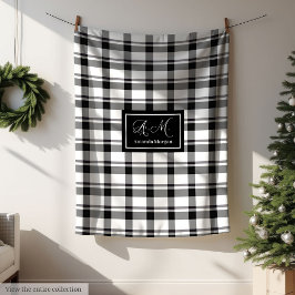 Trendy Monochrome Checkered Blanket Custom Name Fleecedecke