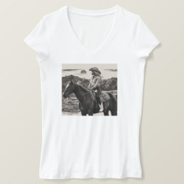 Trendy Monochrome Cowgirl White Slim Fit T T-Shirt