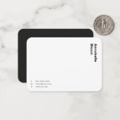 Trendy monochrome Moderne Minimal Schwarz und Weiß Mitteilungskarte (Vorderseite/Rückseite Beispiel)