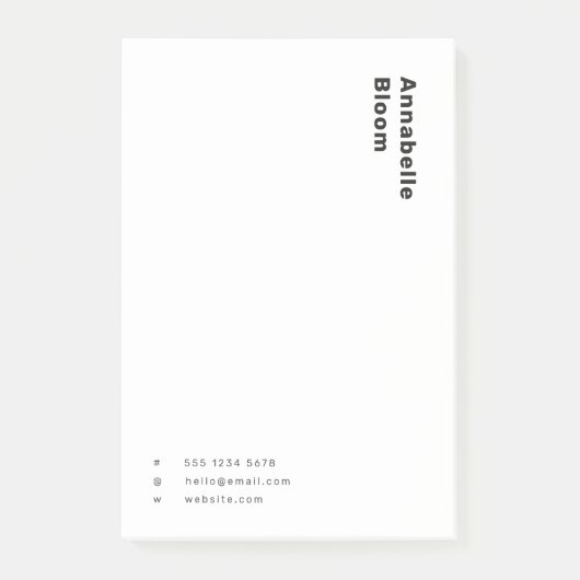 Trendy monochrome Moderne Minimal Schwarz und Weiß Post-it Klebezettel (Vorderseite)