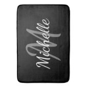 Trendy Monochrome Schwarzweiß-Weiß-Monogramm Badematte (Vorderseite Vertikal)