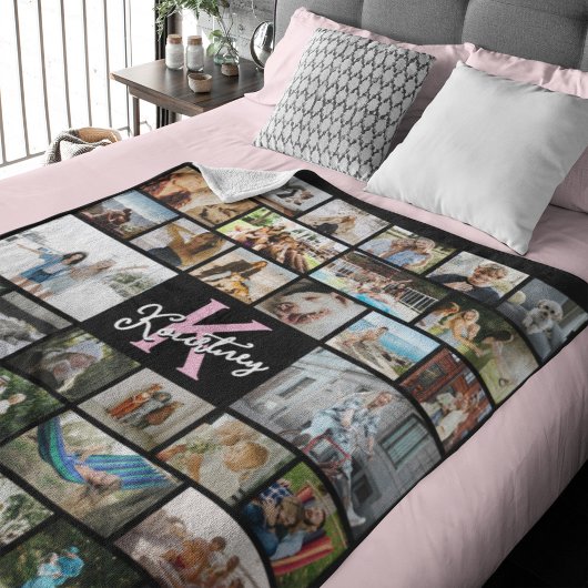 Trendy Monogram 34 x Photo Collage Fleecedecke