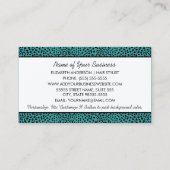 Trendy Monogram Aquamarin und Black Cheetah Print Visitenkarte (Rückseite)