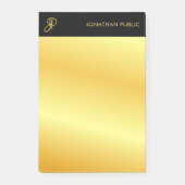 Trendy Monogram Black and Gold Elegant Template Post-it Klebezettel (Vorderseite)