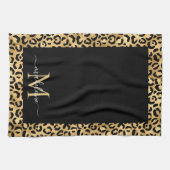Trendy Monogram Black Gold Animal Print Geschirrtuch (Horizontal)