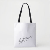 Trendy Monogram Black Script Name White Tasche (Vorderseite)