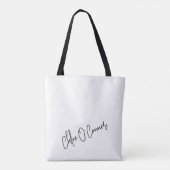 Trendy Monogram Black Script Name White Tasche (Rückseite)