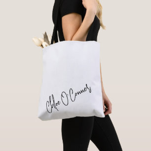 Trendy Monogram Black Script Name White Tasche