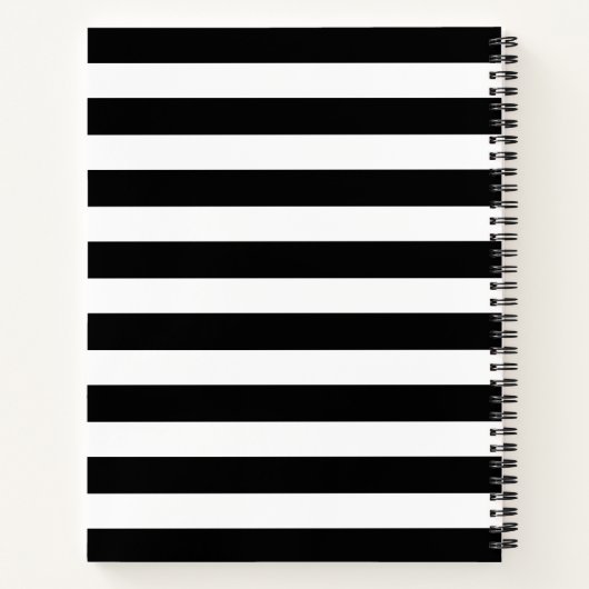 Trendy Monogram Black Stripe Familienname Notizblock (Rückseite)