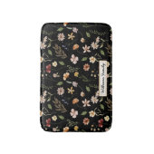 Trendy Monogram Black Watercolor Floral Wildblume Badematte (Vorderseite Vertikal)