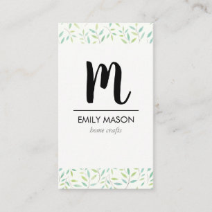 Trendy Monogram / Blätter und Zweige Visitenkarte