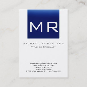 Trendy Monogram Blue Striping Clean Business Card Visitenkarte
