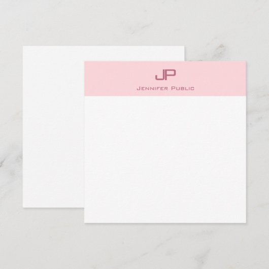 Trendy Monogram Blush Pink Minimalistische Vorlage (Vorne/Hinten)