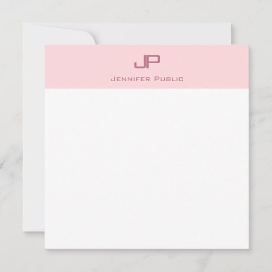 Trendy Monogram Blush Pink Minimalistische Vorlage (Vorderseite)