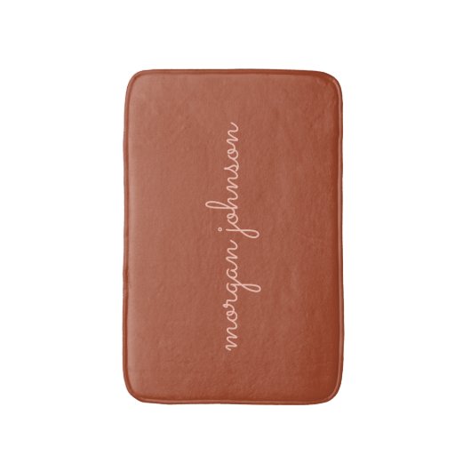 Trendy Monogram | Burnt Orange + Blindskriptname Badematte (Vorderseite Vertikal)
