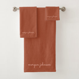 Trendy Monogram | Burnt Orange + Blindskriptname Badhandtuch Set