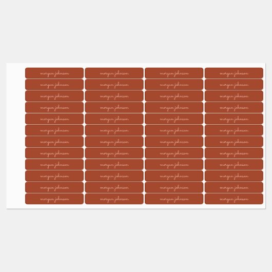 Trendy Monogram | Burnt Orange + Blindskriptname Etiketten (Blatt)