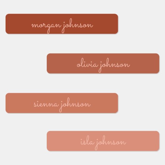 Trendy Monogram | Burnt Orange + Blindskriptname Etiketten (Gruppe)