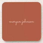 Trendy Monogram | Burnt Orange + Blindskriptname Getränkeuntersetzer (Vorderseite)