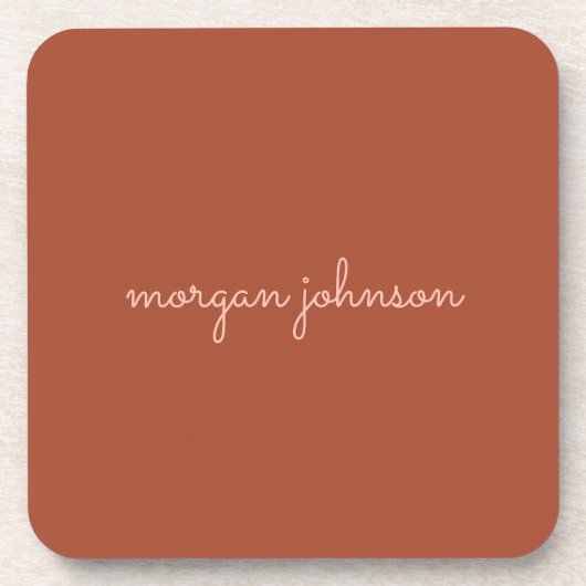 Trendy Monogram | Burnt Orange + Blindskriptname Getränkeuntersetzer (Vorderseite)