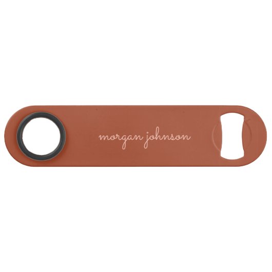 Trendy Monogram | Burnt Orange + Blindskriptname Speed Flaschenöffner (Vorderseite (Horizontal))
