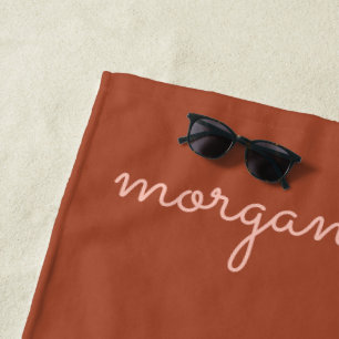 Trendy Monogram Burnt Orange + Blindskriptname Strandtuch