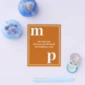 Trendy Monogram Burnt Orange Budget Save the Date Flyer (Einzeln)