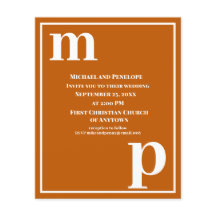 Trendy Monogram Burnt Orange Budget Wedite