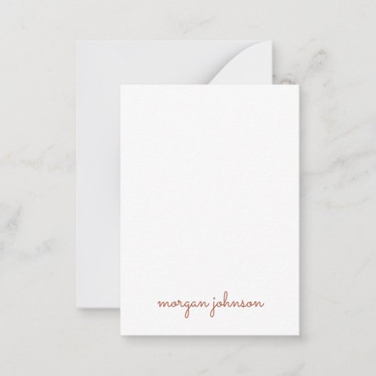 Trendy Monogram | Burnt Orange Script Name Mitteilungskarte (Vorderseite)