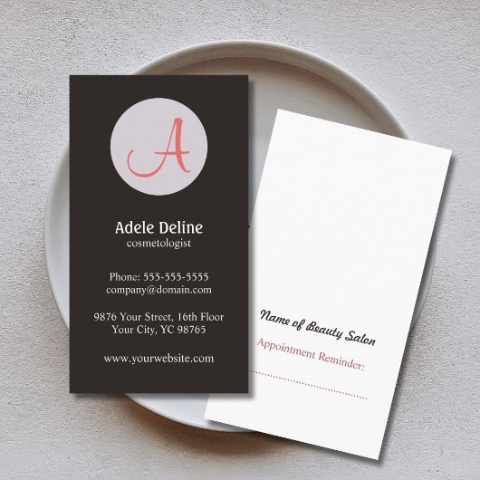 Trendy Monogram Cosmetologe Business Card Terminkarte