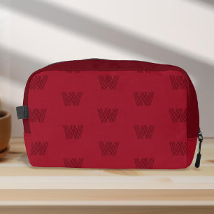 Trendy monogram, einfach, modern rot mit Monogramm Waschbeutel