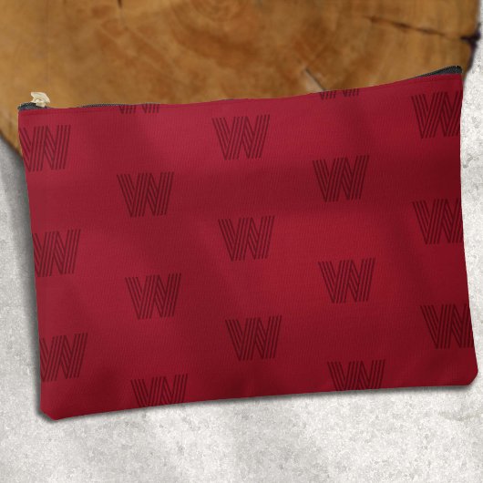 Trendy monogram, einfach, modern rot mit Monogramm Zubehörtasche