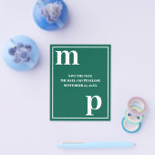Trendy Monogram Emerald Green Budget Save the Date Flyer (Einzeln)