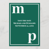 Trendy Monogram Emerald Green Save the Date Einladung (Vorderseite)