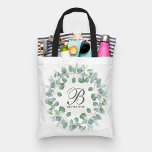 Trendy Monogram Eukalyptus Wreath Wedding Tote Bag Tasche<br><div class="desc">Trendy Monogram Eukalyptus Wreath Wedding Tote Bag von Girly-Girl-Graphics bei Zazzle: Perfekt für die schöne Braut und ihre Brautjungfrauen! Personalisieren Sie diese delikate, elegant und einzigartig schicke, moderne stilvolle minimalistische rustikale pastellfarbene botanische Vegetation Muster und modische Skript Monogramm erste Typografie Hochzeitstote Tasche und teilen mit der Familie und Freunden, die...</div>